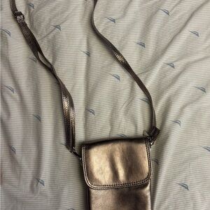Crossbody Leather Bag Metallic Copper Color Cellphone Phone